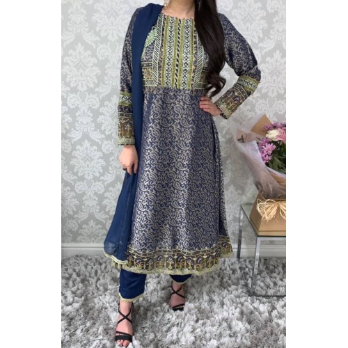 Navy Banarsi Frock